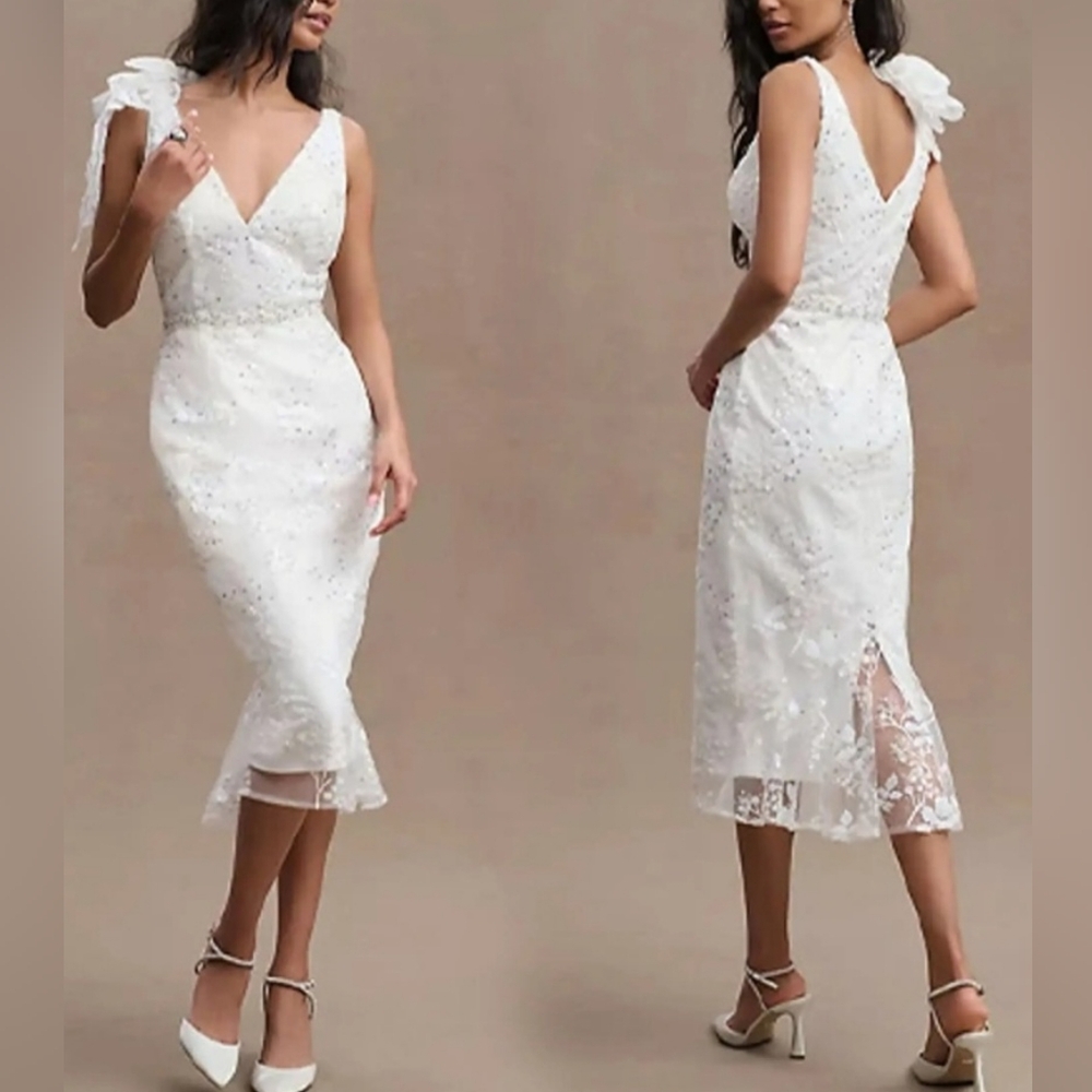 MacDuggal White lace & sequins Dress Sleeveless Size 0 new with tags
